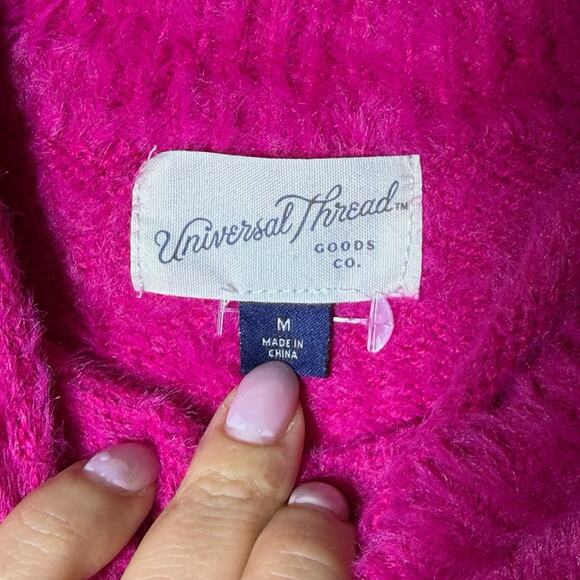 Universal Thread Fuzzy Sweater Women’s Medium Pink Mock Neck Soft Cozy Pullover - Picture 4 of 8